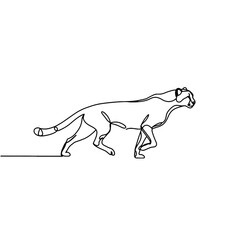 Obraz premium Minimalistic Line Illustration of a Graceful Walking Wild Cat