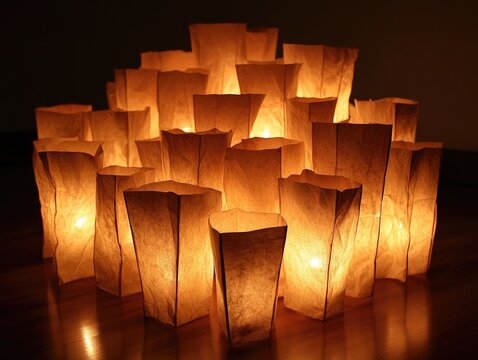 Glowing Luminaries: A Warm Display of Candlelit Paper Bag Lanterns