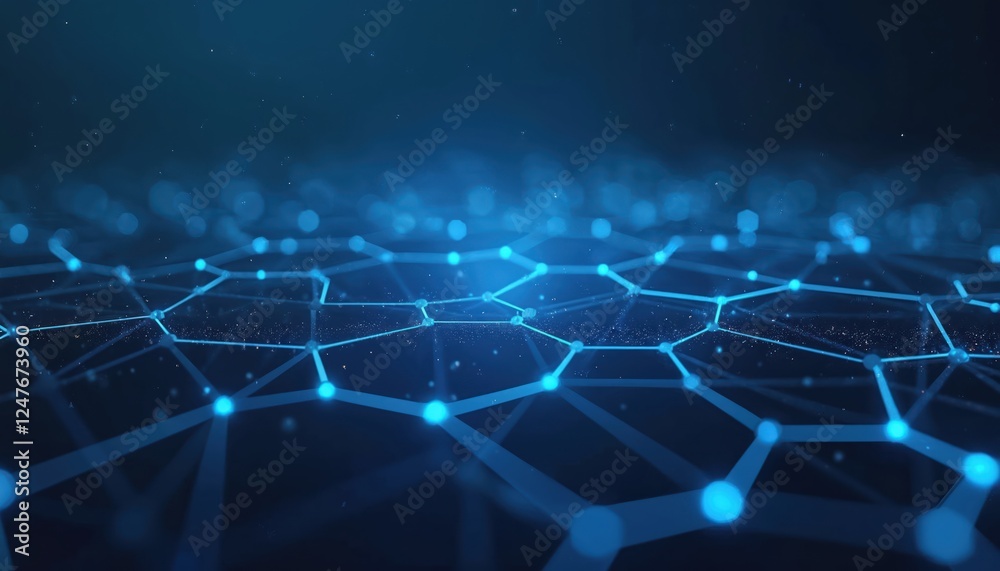 Poster digital network pattern. abstract tech background. hexagon grid structure with glowing blue connecti