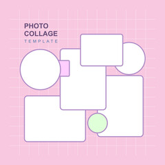 Pink rectangular and circular shape vector collage perfect for creating vibrant and playful photo displays with a modern touch.