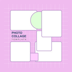 Pastel purple vector collage with rectangular and circular shapes ideal for creating serene and stylish photo layouts.