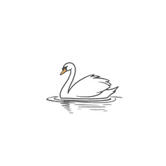 Elegant Swan Illustration Gracefully Gliding on a Calm Water Surface