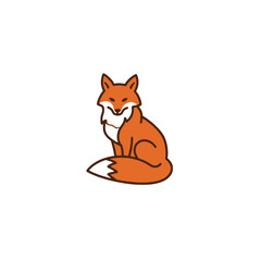 Obraz premium Illustration of an Adorable Sitting Fox with Minimalist Design
