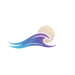Colorful Ocean Wave Logo with Abstract Sun Design