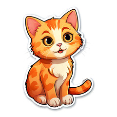 Playful Paws and Perky Ears &ndash; Matte Finish Cat Cartoon Sticker in Radiant Shades Transparent Background