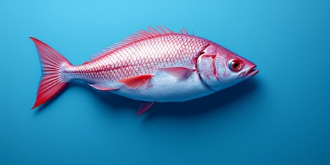Colorful Fish Displayed Against a Light Blue Background. Excellent Fresh Seafood Presentation. High Quality Gourmet Fish. Healthy & Nutritious Meal. Fresh Catch. Delicious Fish. Vibrant Ocean Life