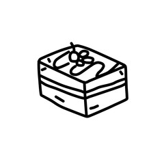 Birthday cake with vector line art, food illustration, minimalist outline icon. Food and beverage, simple and clean vector icon, bakery illustration