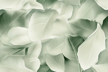 Padrão contínuo (seamless pattern) de folhas estilizadas em tons de verde com linhas delicadas em branco, criado com IA generativa.