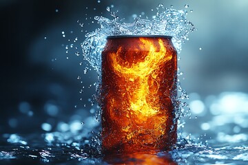 Sparkling Can of Refreshment: Fiery Design Drenched in Water