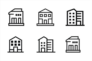 Set of building, home vector icon illustration on white background.