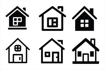 Set of house, home vector icon illustration on white background.