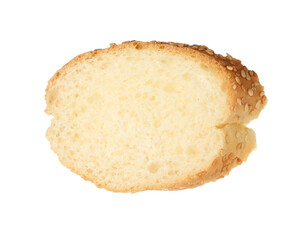 Piece of fresh baguette isolated on white