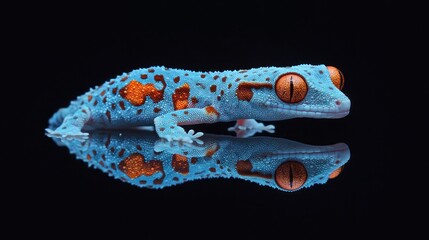 Fototapeta premium Stunning Azure Gecko: A Captivating Portrait of a Rare Reptile