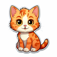 Obraz premium Smiling Cat Vector – Seamless Contour Design with a Playful Aesthetic Cartoon Sticker Transparent Background