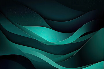 Fototapeta premium Abstract Wavy Design with Dark Green and Black Curves