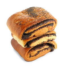 Tasty buns with poppy seeds isolated on white