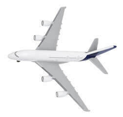 Plane model in air on white background