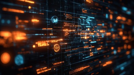 Obraz premium Digital data stream, futuristic background, tech innovation