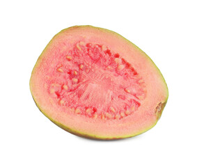 Half of fresh guava fruit isolated on white