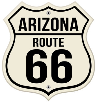 Arizona State Highway Route 66 Road Sign on white background vector