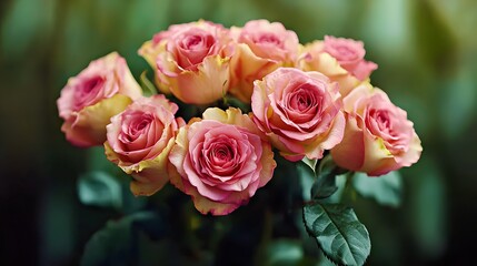 bunch of pink roses