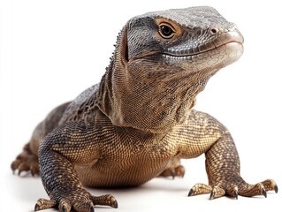 Obraz premium Magnificent Komodo Dragon Isolated on White Background Studio Shot