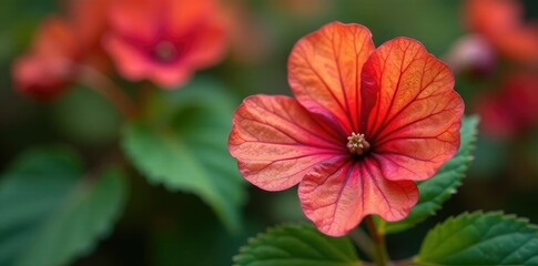 Fototapeta premium Autumnal coloration of geranium robertianum leaves, geranium robertianum, autumn colors, leaf study