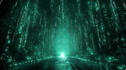 Digital Highway Data streams flow, futuristic road