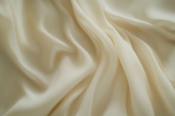 Draped cream silk fabric texture, closeup, studio