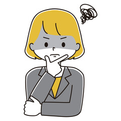 決めポーズ　スーツ姿の女性のイラスト　もやもや