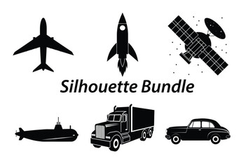 Car, helicopter, plane, Transport, Airplane Vector silhouette collection, car clipart, plane clipart, transport clipart icon silhouette, vector icon silhouette.
