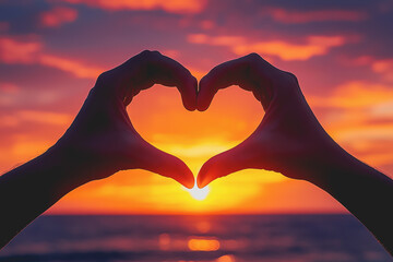 Two human hands forming a heart shape against a neutral background symbolizing love and affection