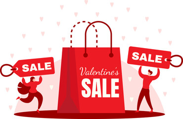 Valentine's Sale Vector Creative Scene Illustration