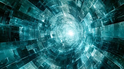 Fototapeta premium Abstract digital tunnel, glowing light, future tech, data stream, website background