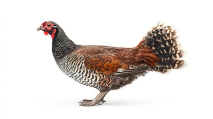 Fototapeta premium Elegant Portrait of a Chicken Isolated on White Background Showcasing Plumage