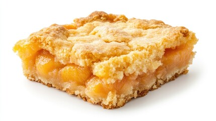 Delicious Homemade Peach Cobbler Bar Isolated on White Background