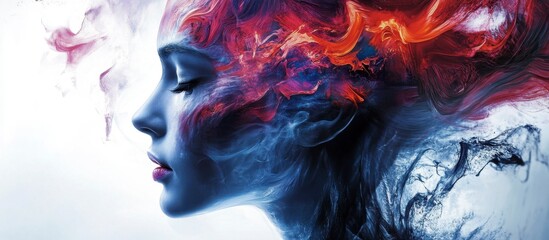 Serene Profile: woman, fantasy art, vivid colors, ethereal beauty