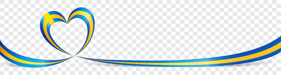 Sweden flag heart banner ribbon vector illustration on transparent background isolated
