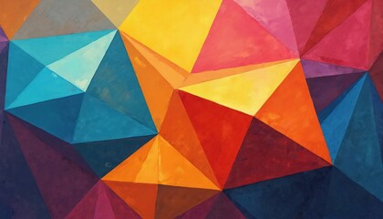 Fototapeta premium Vibrant abstract art background features multicolored geometric shapes. Mosaic pattern creates dynamic visual composition. Bright colors form textured design. Abstract design suitable for diverse