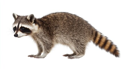 Fototapeta premium Adorable Raccoon isolated on white background studio shot posing