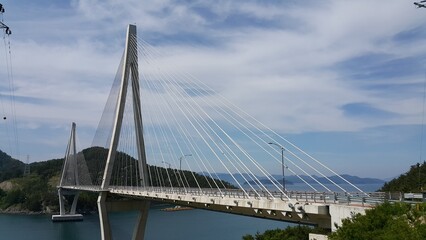 suspension bridge over the river in korea