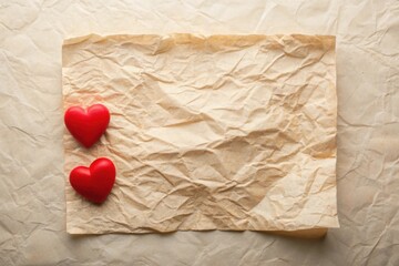 Romantic Red Hearts on Aged Paper Background A Love Letter Template