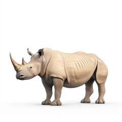 Obraz premium Majestic Rhinoceros - Symbol of Strength and Power against White Background, Photorealistic Animal Portrait