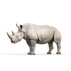 Fototapeta premium Majestic and Powerful Rhinoceros on White Background with Photorealistic Details