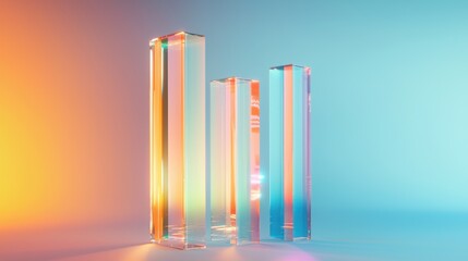 Obraz premium Futuristic 3D bar graph with transparent acrylic texture