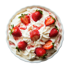 Fresh Strawberry Dessert with Whipped Cream in White Dish