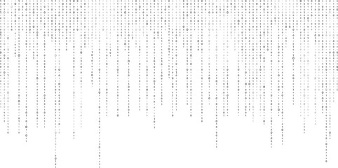 Binary code zero one abstract matrix white background with binary computer code.