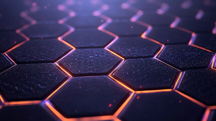 Obraz premium digital hexagon, abstract background, glowing hexagonal pattern, high-tech effect --quality 2 