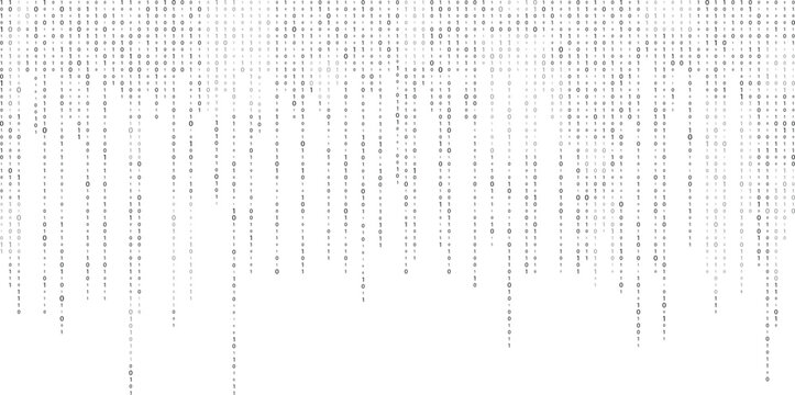 Binary code zero one abstract matrix white background with binary computer code.