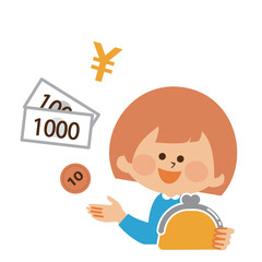 お小遣い　子供とお金のイメージイラスト
